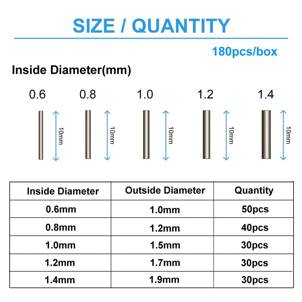 180 개/상자 0.6mm-1.4mm 구리 낚시 튜브  - Fishing Line Box 리뷰 및 가격